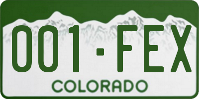 CO license plate 001FEX
