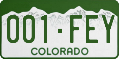 CO license plate 001FEY