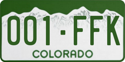 CO license plate 001FFK