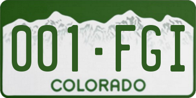 CO license plate 001FGI