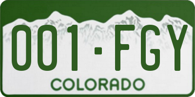 CO license plate 001FGY