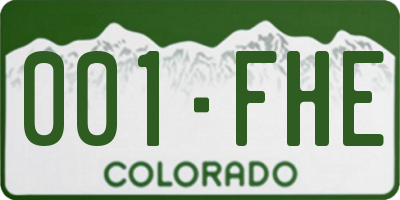 CO license plate 001FHE