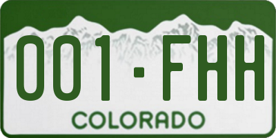 CO license plate 001FHH