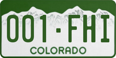 CO license plate 001FHI