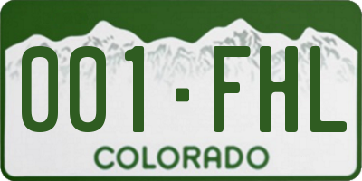 CO license plate 001FHL