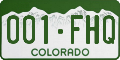 CO license plate 001FHQ