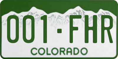 CO license plate 001FHR