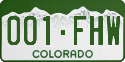 CO license plate 001FHW