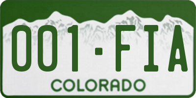 CO license plate 001FIA