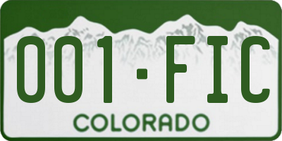 CO license plate 001FIC