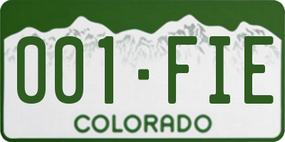 CO license plate 001FIE