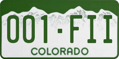 CO license plate 001FII