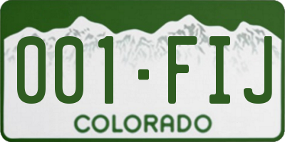 CO license plate 001FIJ