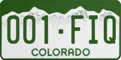 CO license plate 001FIQ