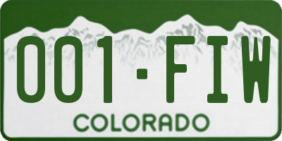 CO license plate 001FIW