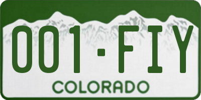 CO license plate 001FIY