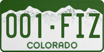 CO license plate 001FIZ