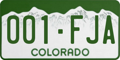 CO license plate 001FJA