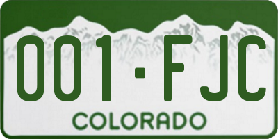 CO license plate 001FJC