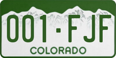 CO license plate 001FJF