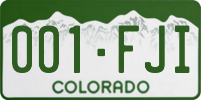 CO license plate 001FJI