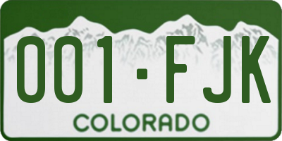 CO license plate 001FJK