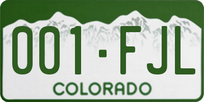 CO license plate 001FJL