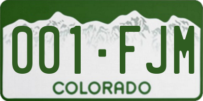 CO license plate 001FJM