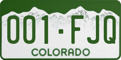 CO license plate 001FJQ