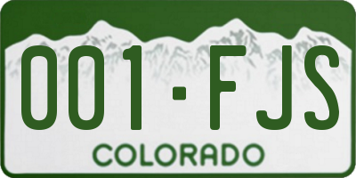 CO license plate 001FJS