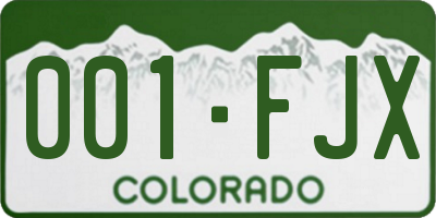 CO license plate 001FJX