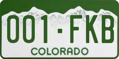 CO license plate 001FKB