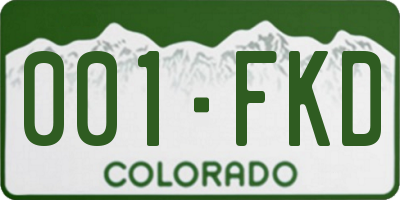 CO license plate 001FKD