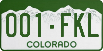 CO license plate 001FKL