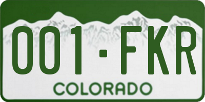 CO license plate 001FKR