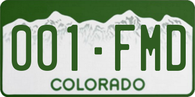 CO license plate 001FMD