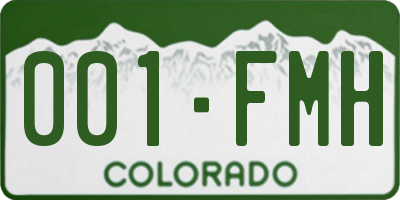 CO license plate 001FMH