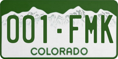 CO license plate 001FMK