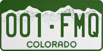 CO license plate 001FMQ