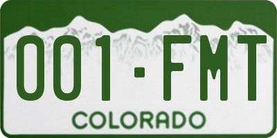 CO license plate 001FMT