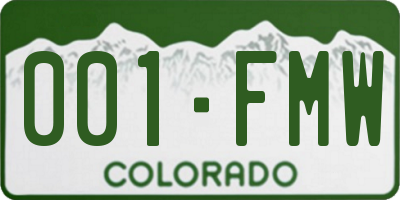 CO license plate 001FMW