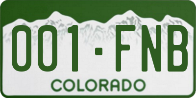 CO license plate 001FNB