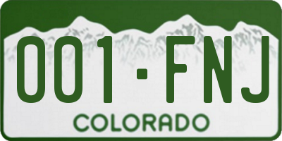 CO license plate 001FNJ