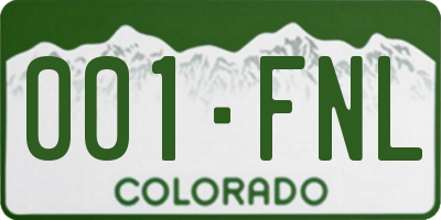 CO license plate 001FNL