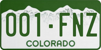 CO license plate 001FNZ