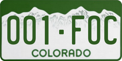 CO license plate 001FOC