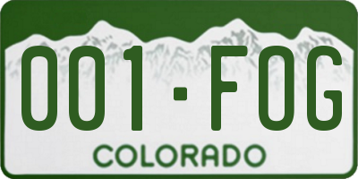 CO license plate 001FOG