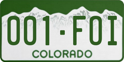 CO license plate 001FOI