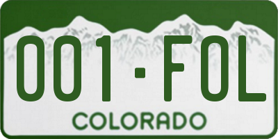 CO license plate 001FOL