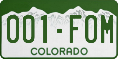 CO license plate 001FOM